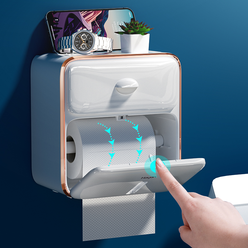 卫生间纸巾盒防水免打孔卷纸架卫生纸置物架壁挂厕纸盒厕所抽纸盒