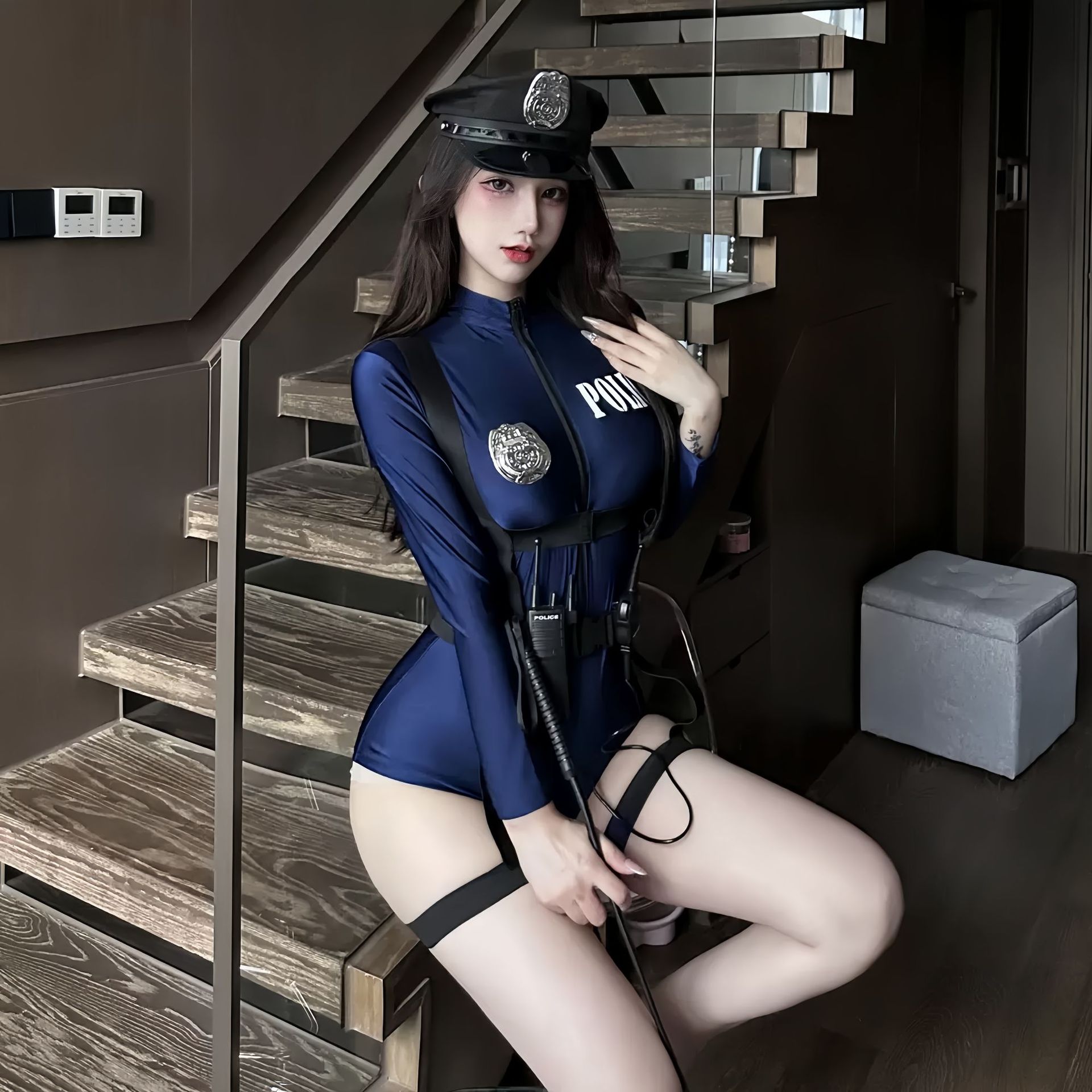 情趣内衣网红性感万圣节夜店大码cos服套装女警角色扮演制服qqny