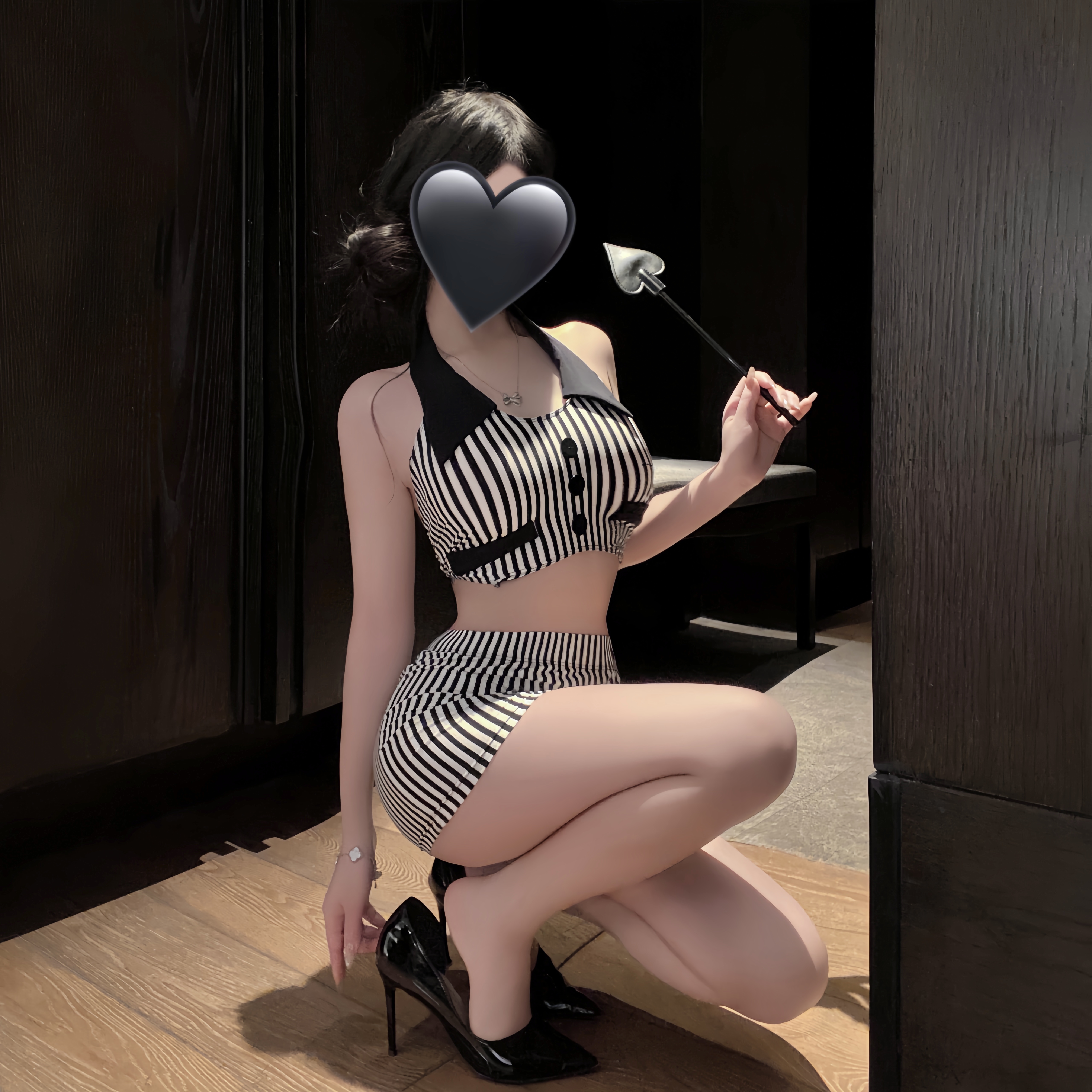 性感条纹秘书包臀裙制服