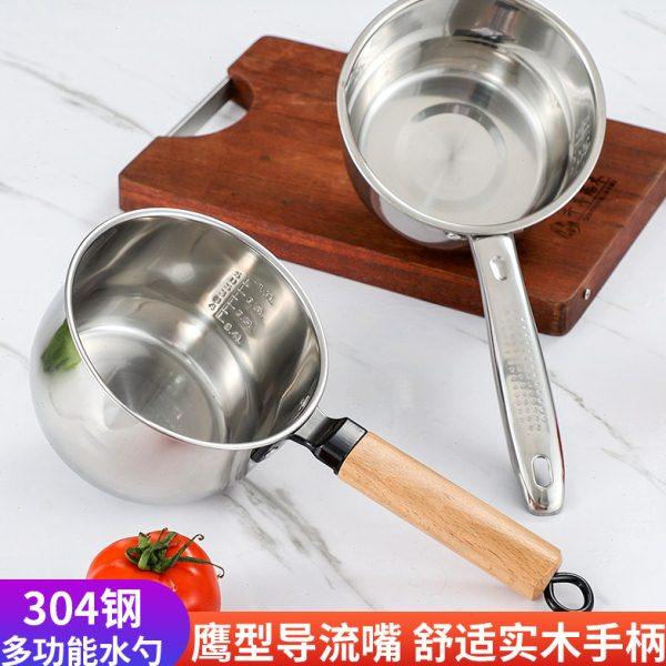 304不锈钢水勺家用实木柄带刻度水瓢带鹰嘴导流口耐高温耐摔舀水,厨房/烹饪用具,水舀/水瓢,淘宝优惠券,粉丝福利购,淘宝优惠卷