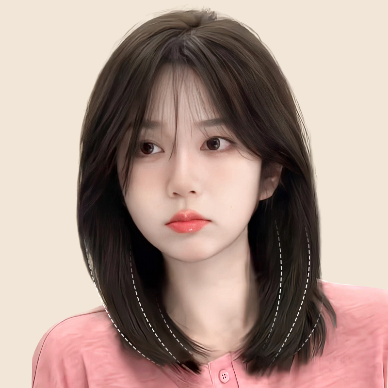假发女短发自然仿全真人发新款时尚减龄中长锁骨发整W顶假发全头