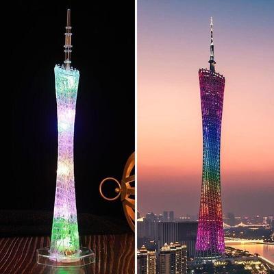 广州塔模型发光底座小蛮腰东方明珠塔小摆件微缩模型创意生日礼物