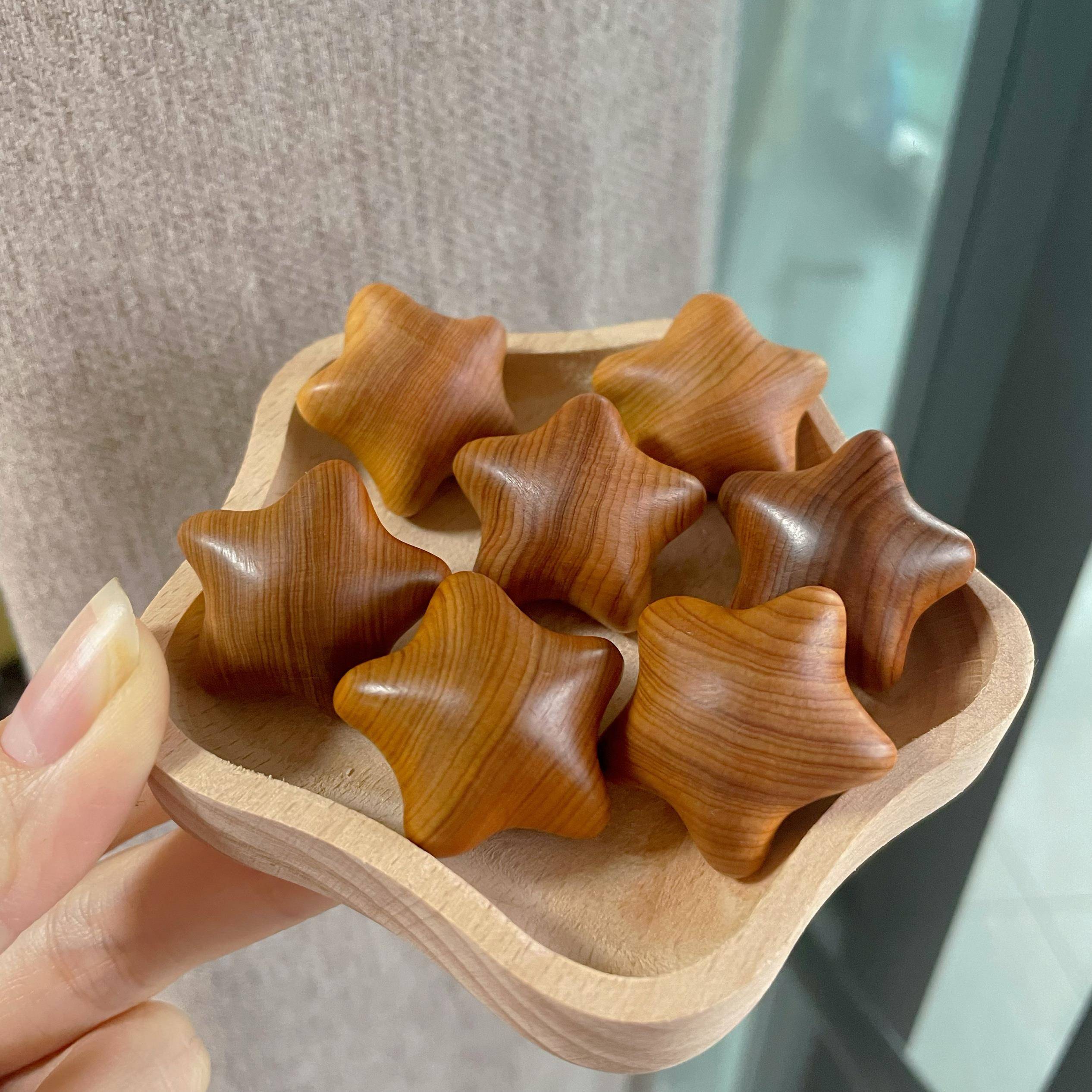 天然木雕星星陈化料老料崖柏星星文玩小星星礼物挂件星星手机挂