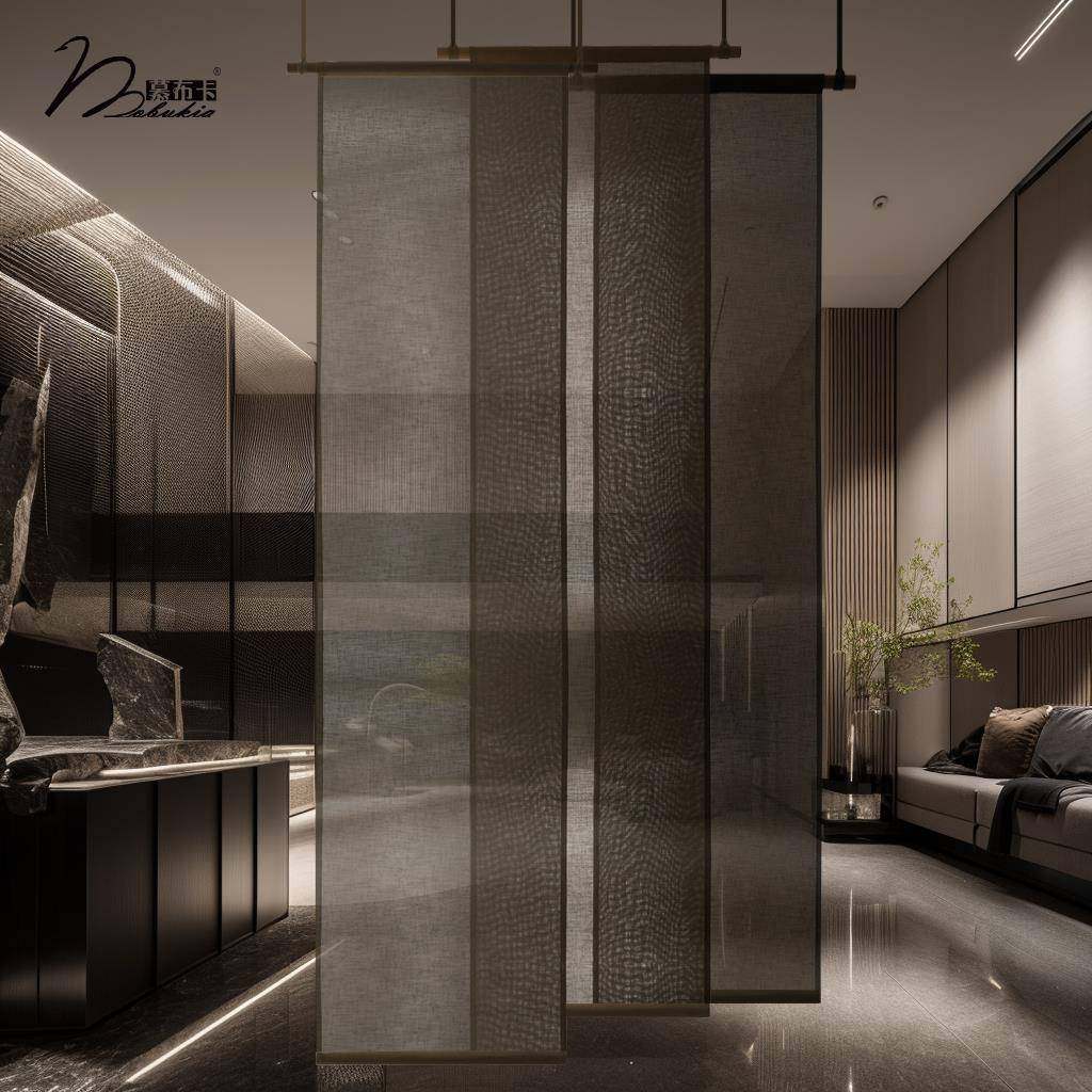 慕布卡MOBUKIA棉麻质感隔断帘玄关客厅阳台卧室柜子半透半遮定制