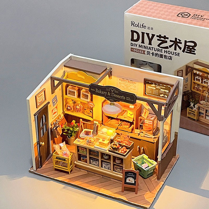 若来贝卡的面包店dipy手工小屋小房子模型创意小店迷你场景立体女