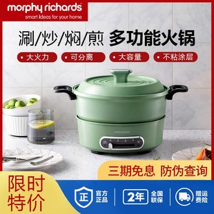 鸳鸯火锅涮煮烤焖炒电煮 摩飞多功能锅MR9087电t热火锅家用分体式