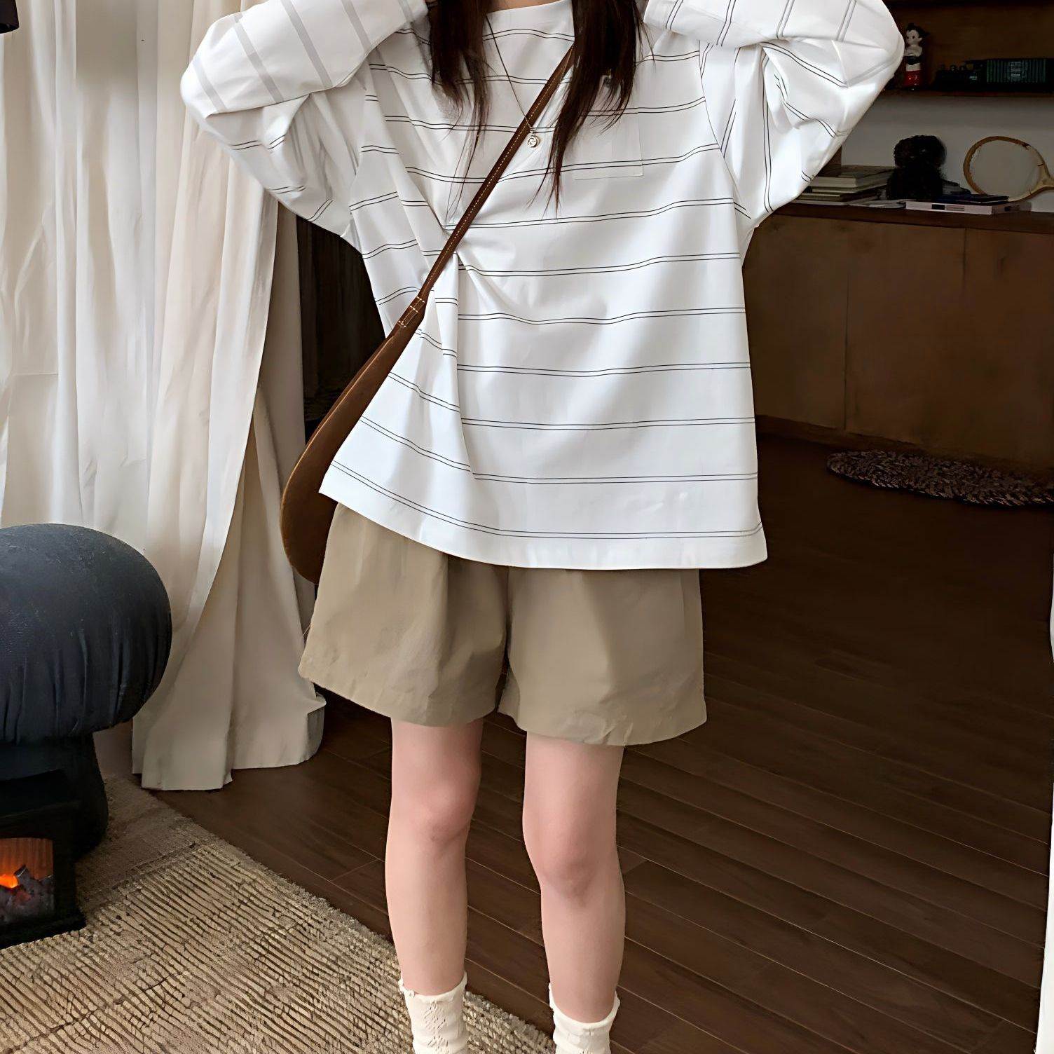 天丝棉短裤女夏季新款透气抗皱高腰显瘦A字休闲宽松阔腿松紧裤子