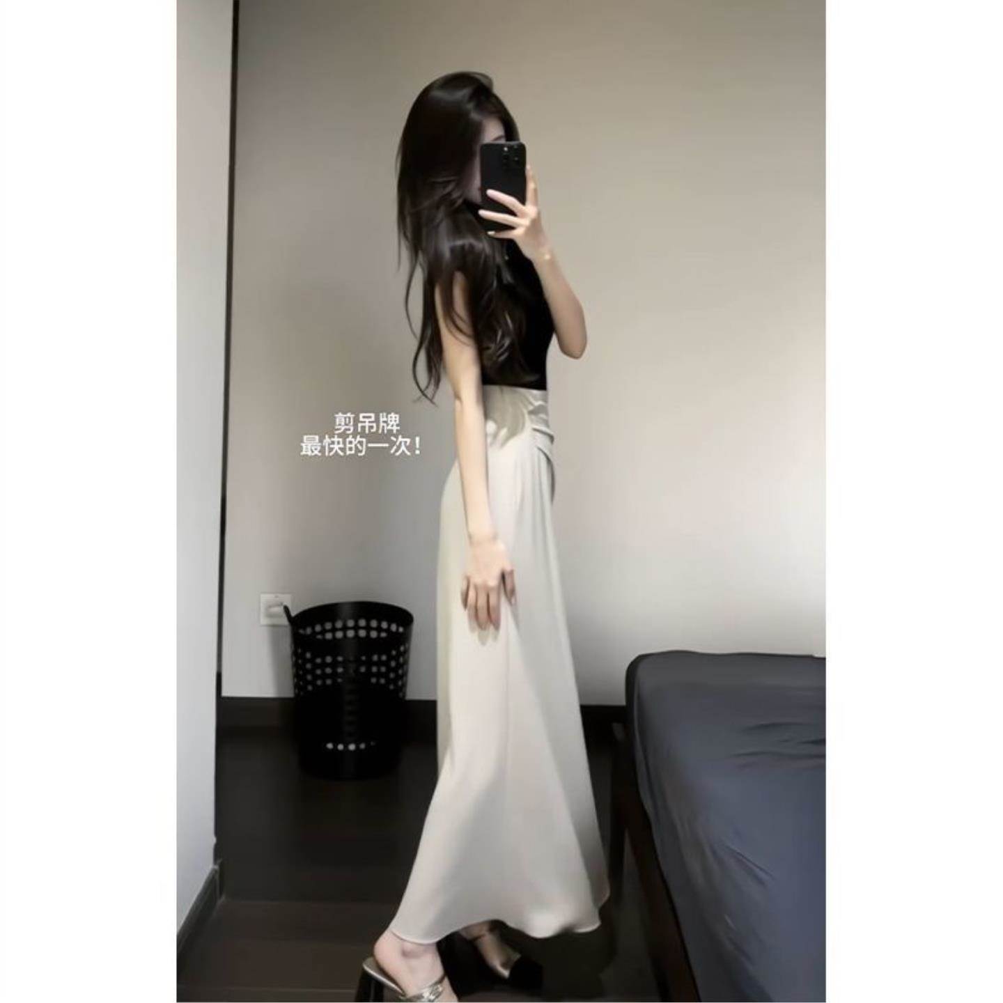 夏装减龄穿搭一整套大气质老钱风韩系盐系轻熟短袖半身长裙套装