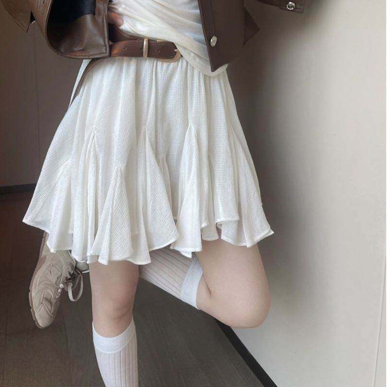 大码不规则设计感仙气松紧腰半身裙春夏季女装胖宽松休闲短裙