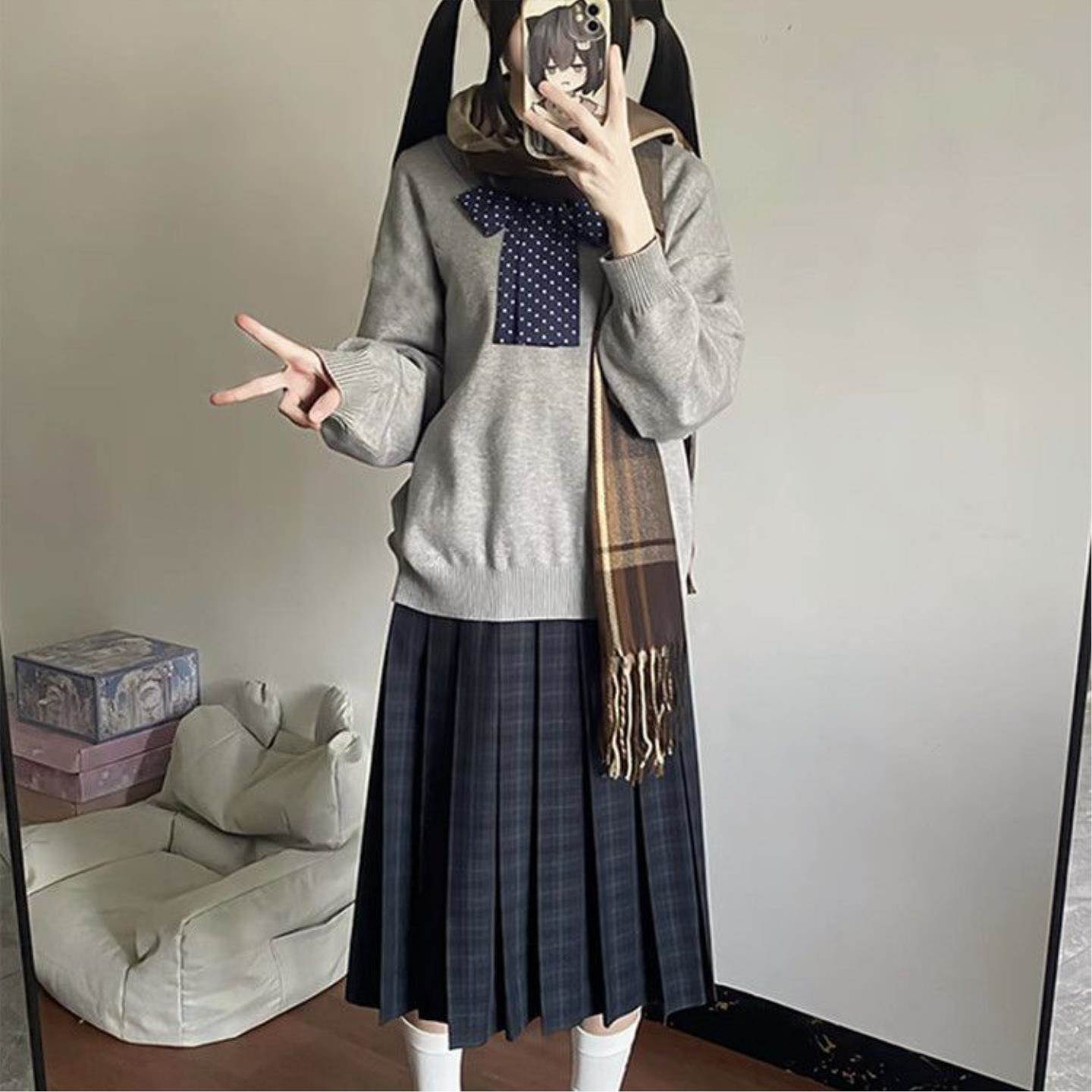 海苔jk制服套装正版学院风套装日系JK长裙校供感格裙叠穿半身裙女图片