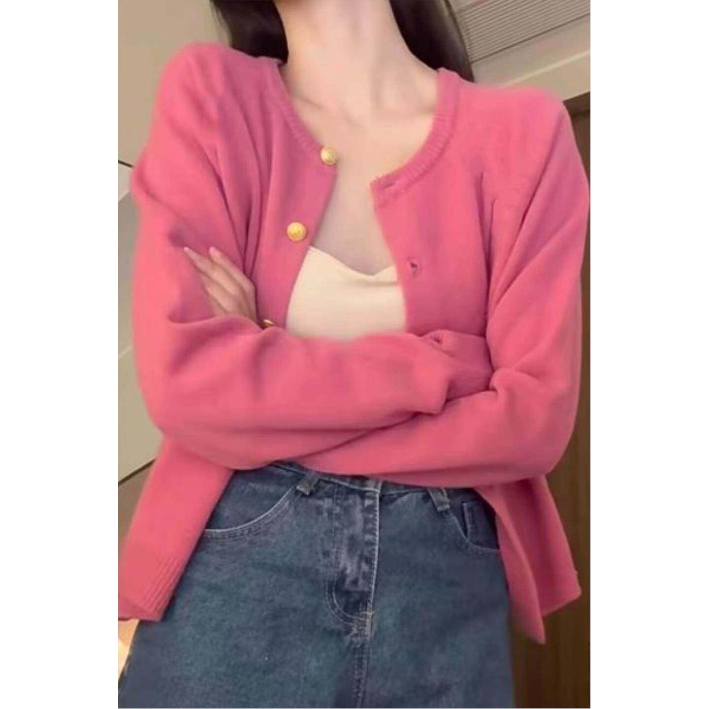 高级感圆领针织开衫女春夏慵懒风洋气百搭毛衣外套绝美上衣
