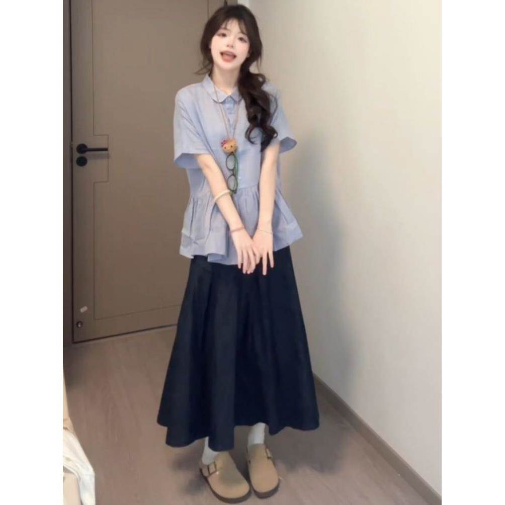 时尚感韩系女夏学生运动套装韩版宽松显瘦短袖长裙休闲两件套高级