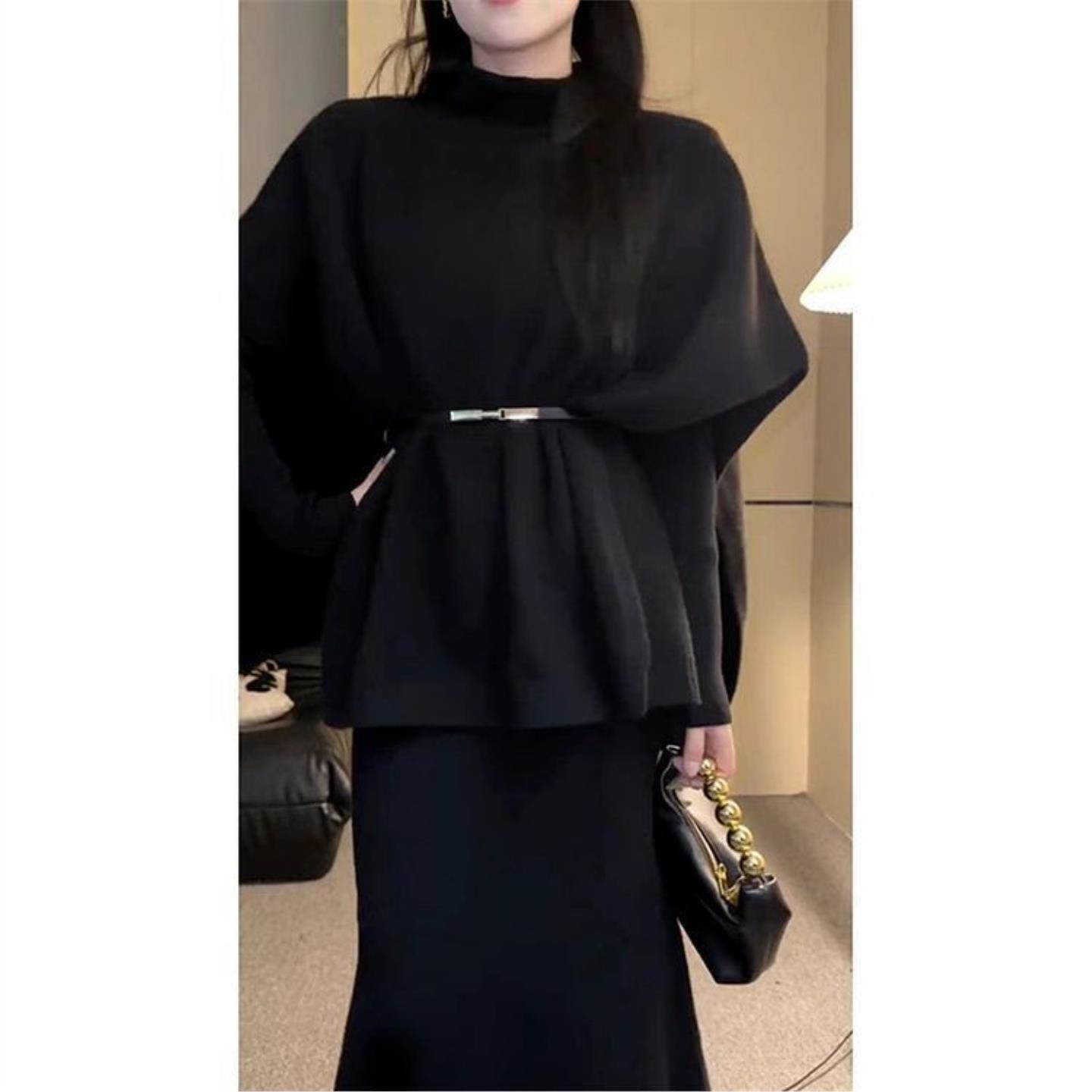 秋冬长款小个子香风高级感毛衣针织连衣裙女新款气质韩系穿搭套装
