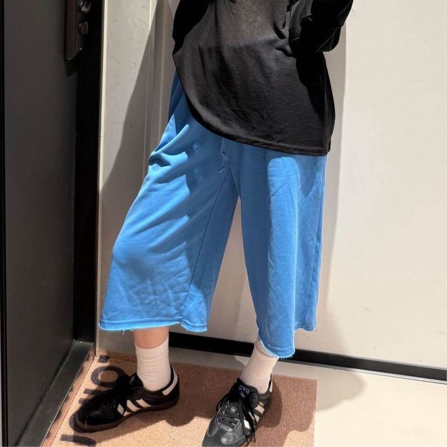 梨形遮肉秋季宽松休闲百搭显瘦松紧腰七分裤女慵懒中裤