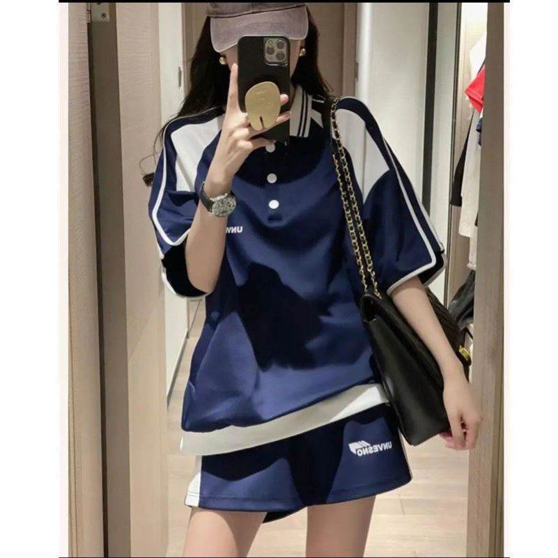 潮流运动服套装女夏季2026新款韩版宽松大码显瘦休闲跑步两件套