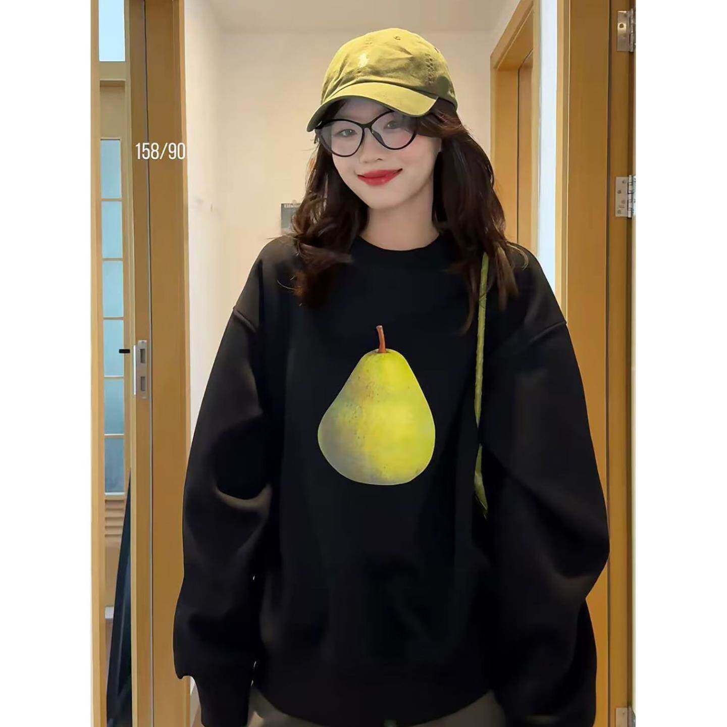 洋气减龄潮牌美式韩版圆领卫衣女秋冬季加绒加厚宽松显瘦百搭上衣