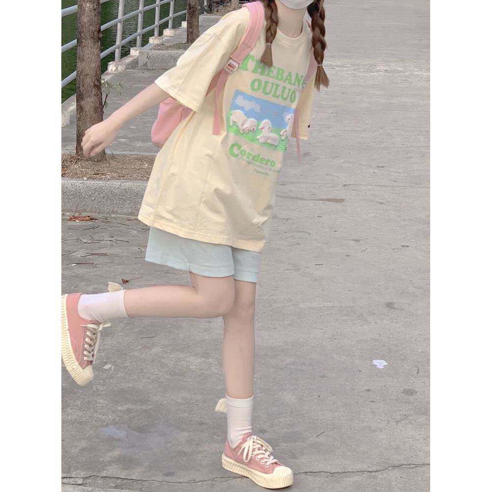 韩系运动服套装女夏季学生韩版少女软妹短袖短裤宽松休闲两件套
