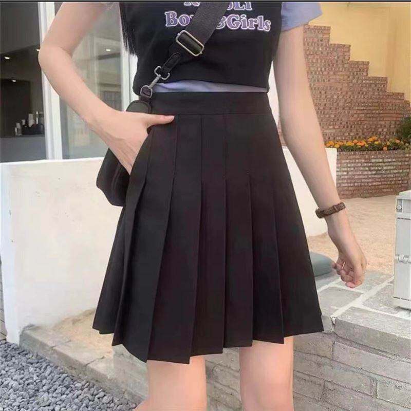 有口袋百褶裙春夏2026新款松紧腰短裙高腰显瘦防走光字半身裙女