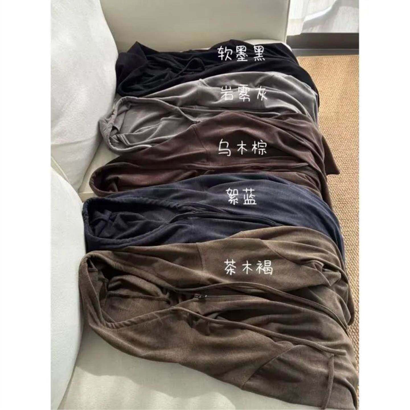慵懒风棕色连帽开衫外套女秋冬显瘦百搭宽松磨毛卫衣休闲长袖上衣