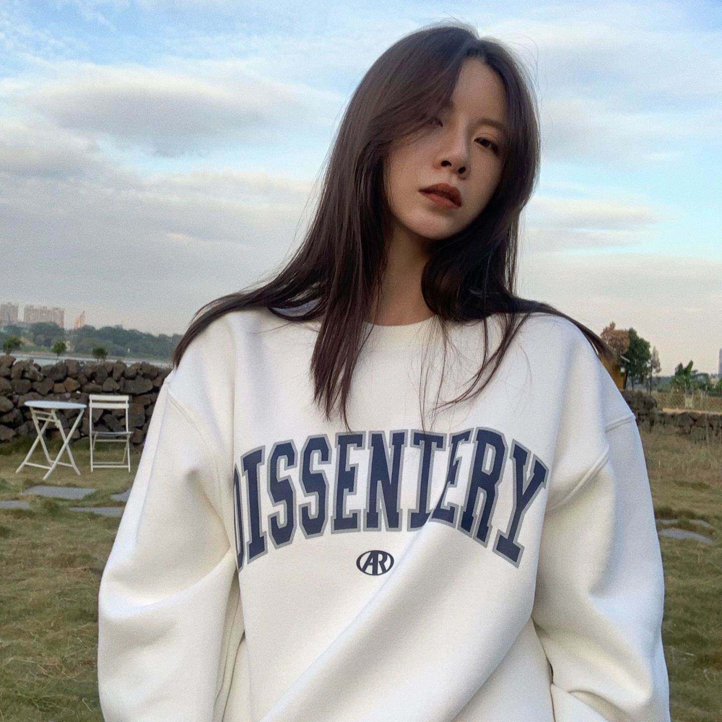 套头宽松长袖上衣女学生情侣卫衣慵懒风ins风秋冬新款韩版印花