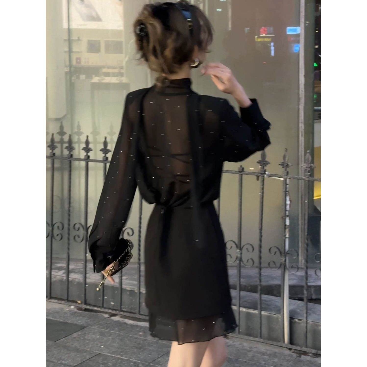 气质纯欲风半透视上衣高腰短裙女2026年夏季薄款御姐风时尚一整套