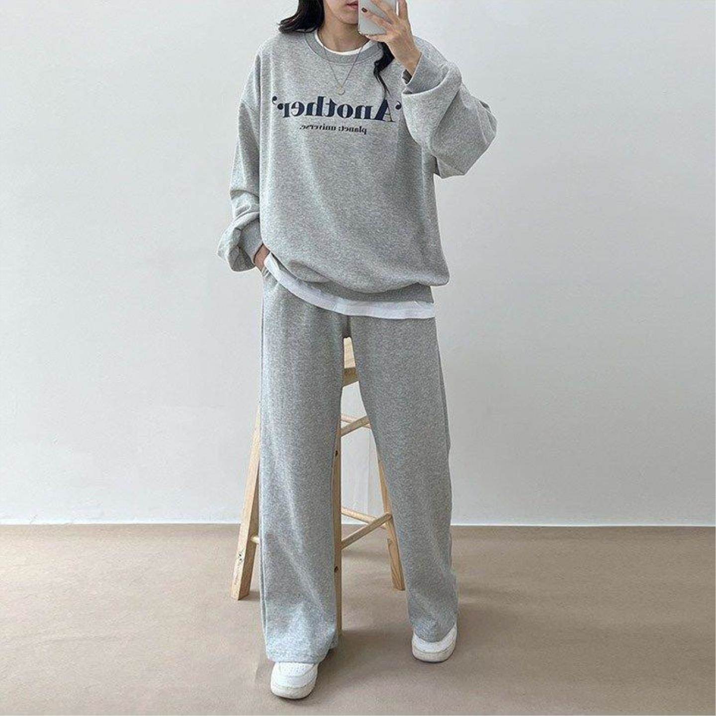 美式ins休闲运动服套装女春秋季学生韩版宽松显瘦卫衣时尚两件套