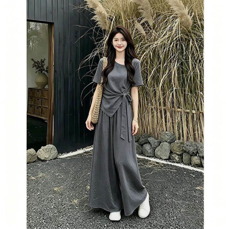 胖mm韩系夏季穿搭大方得体绝美不撞衫款裤裙子2026年掐腰裤裙套装