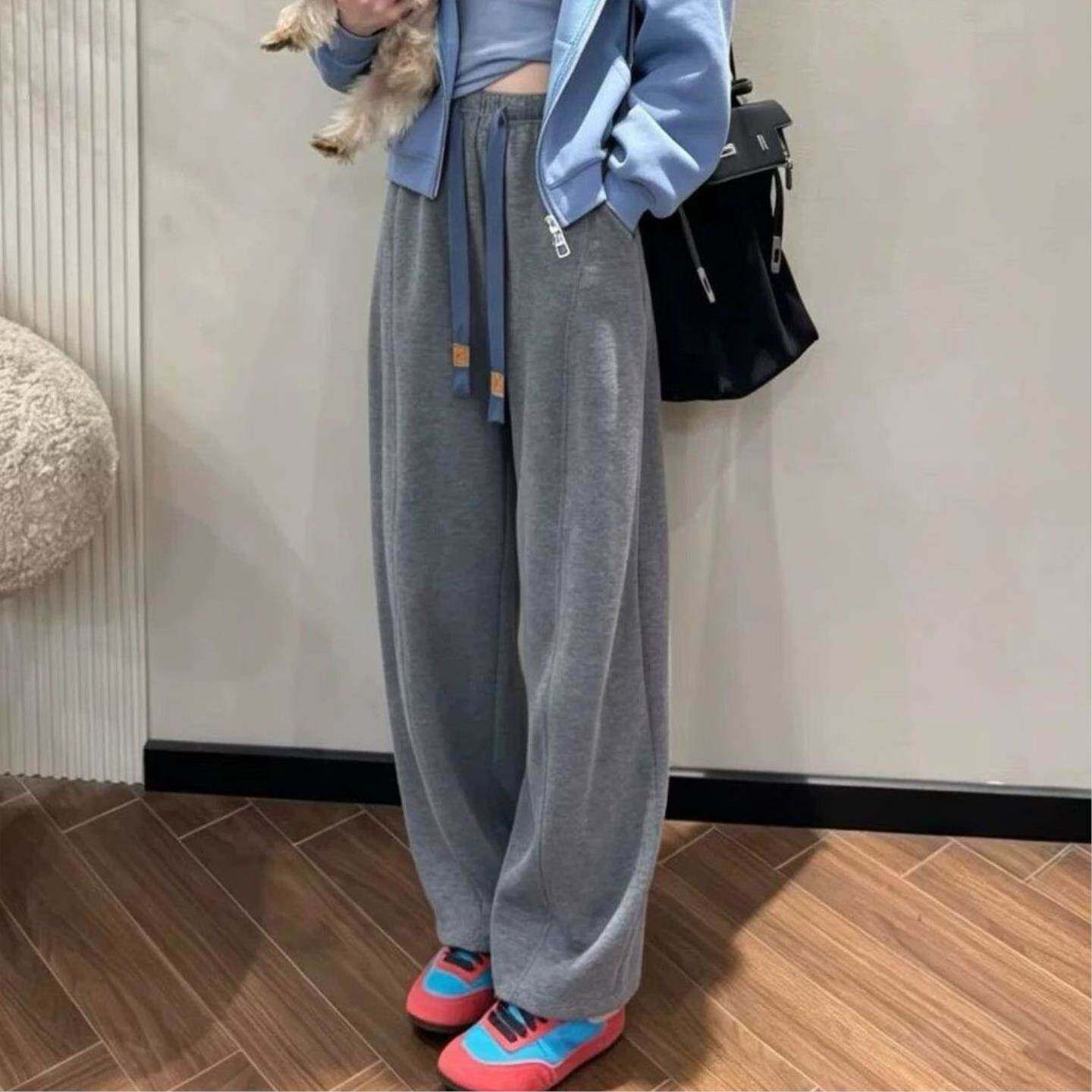 休闲运动套装女秋季韩系巨好看蓝色卫衣外套上衣+长卫裤裤两件套