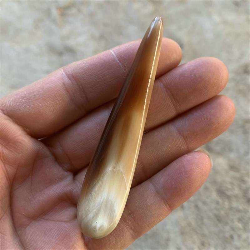 手工原创 长豆子 毛衣钩u针毛线蕾丝手钩编织工具微钩针柄 真牛角