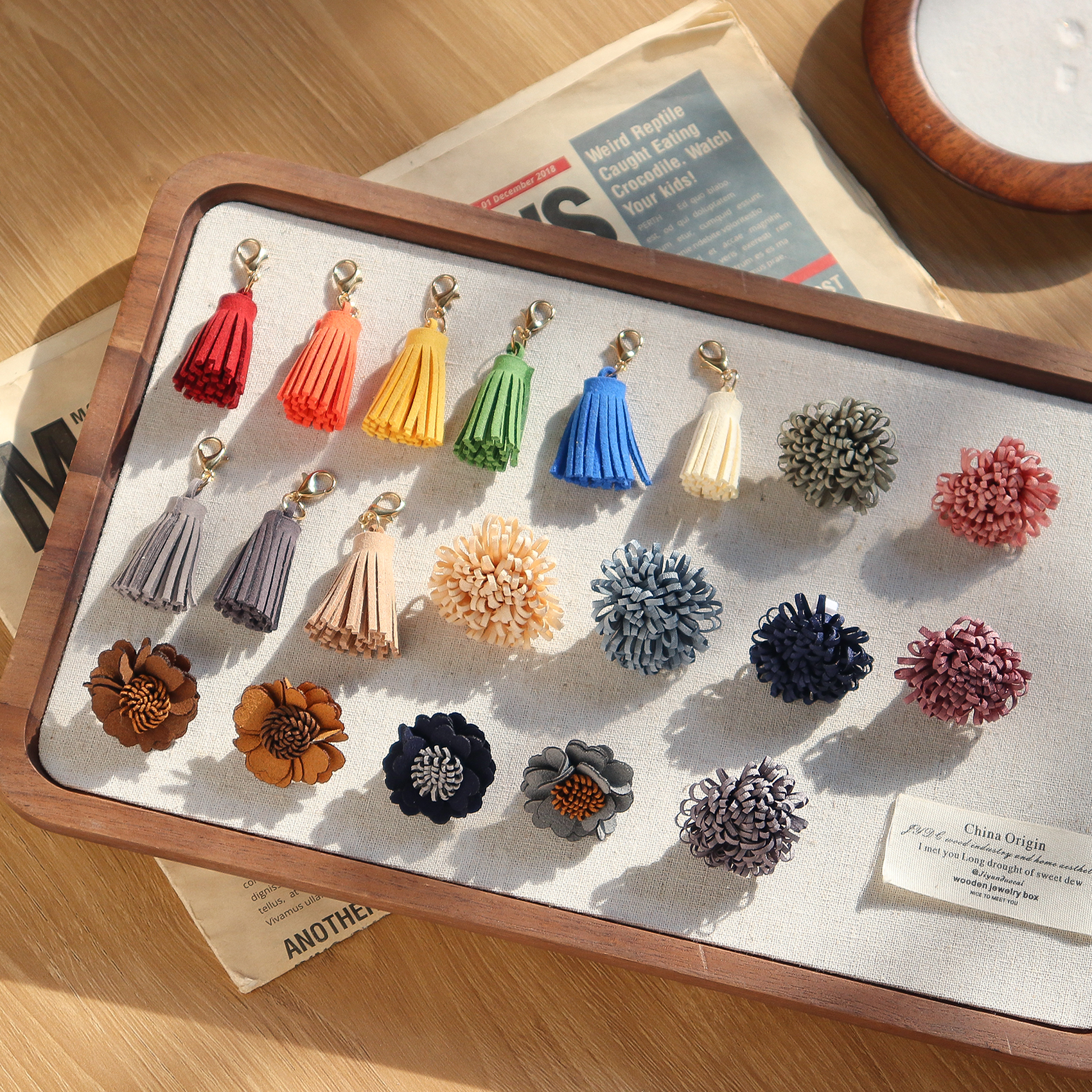 流苏鞋挂复古花朵鞋带扣