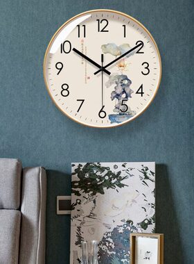 新中式禅意挂钟9钟表古典0拉吉祥易普秒静音0静音8石英钟扫客厅