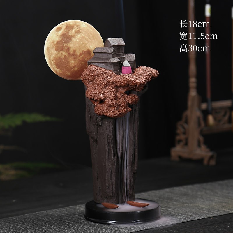 高山流水倒d流香炉家用塔香熏香檀香炉室内创意大号禅意香薰炉摆