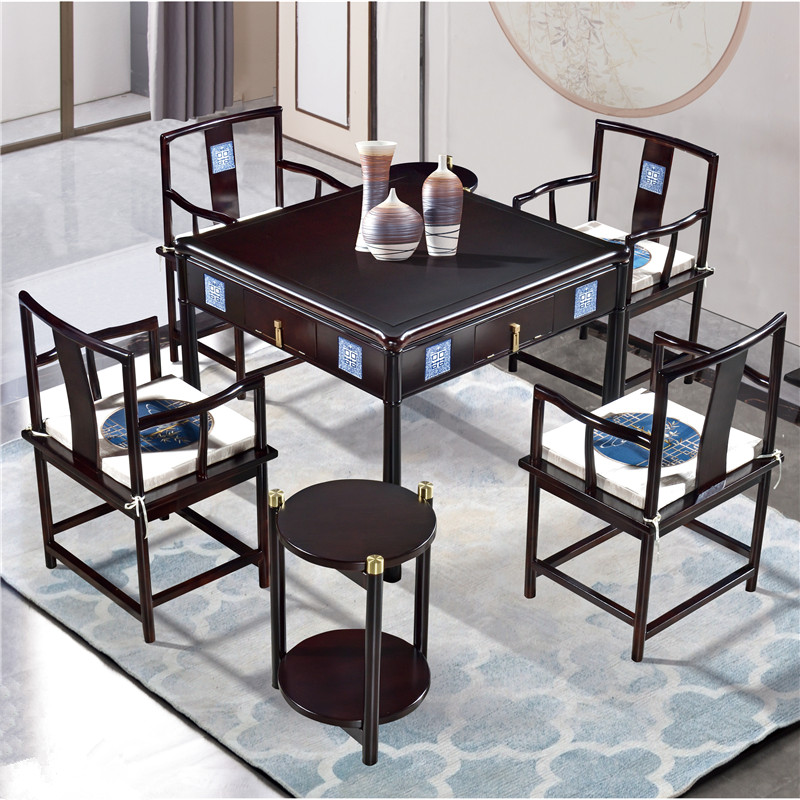 新中式麻将机实木餐桌两用高档静音茶桌一体M全自动家用麻将桌棋