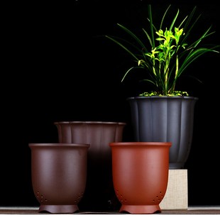 陶瓷家用 紫砂兰花盆专用桌面文竹盆景盆精品老桩菖蒲吊兰绿萝个性