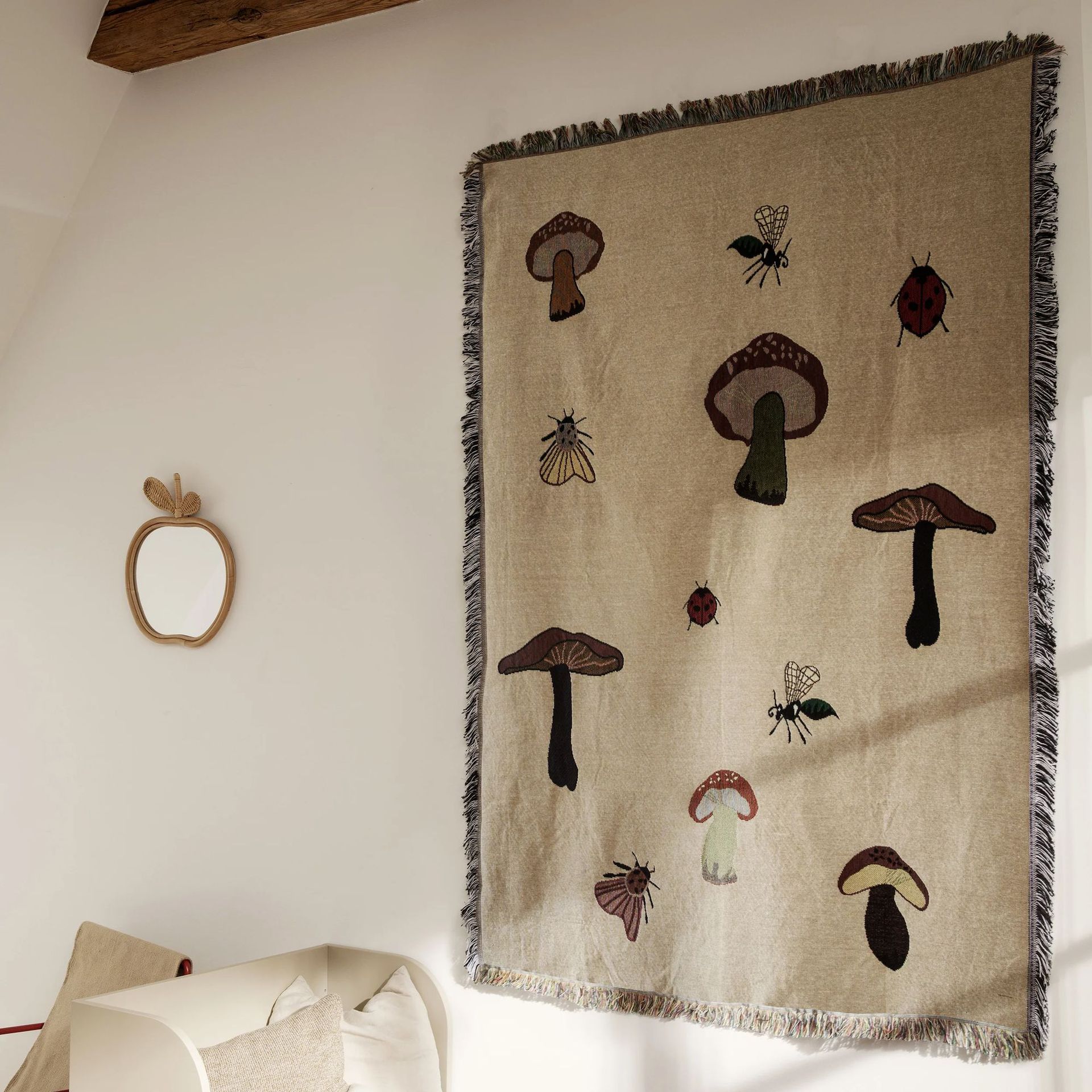 ferm living Forest tapestry blanket, sand 北欧森林蘑菇挂毯