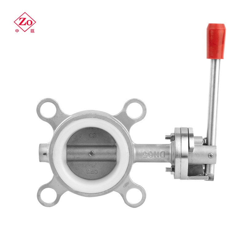 304 不锈钢手动对夹式蝶阀 硅胶软密封 D71X-10P