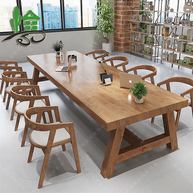 会议桌长桌长方形会客桌椅组合简约现代简易工作台小型实木洽谈桌
