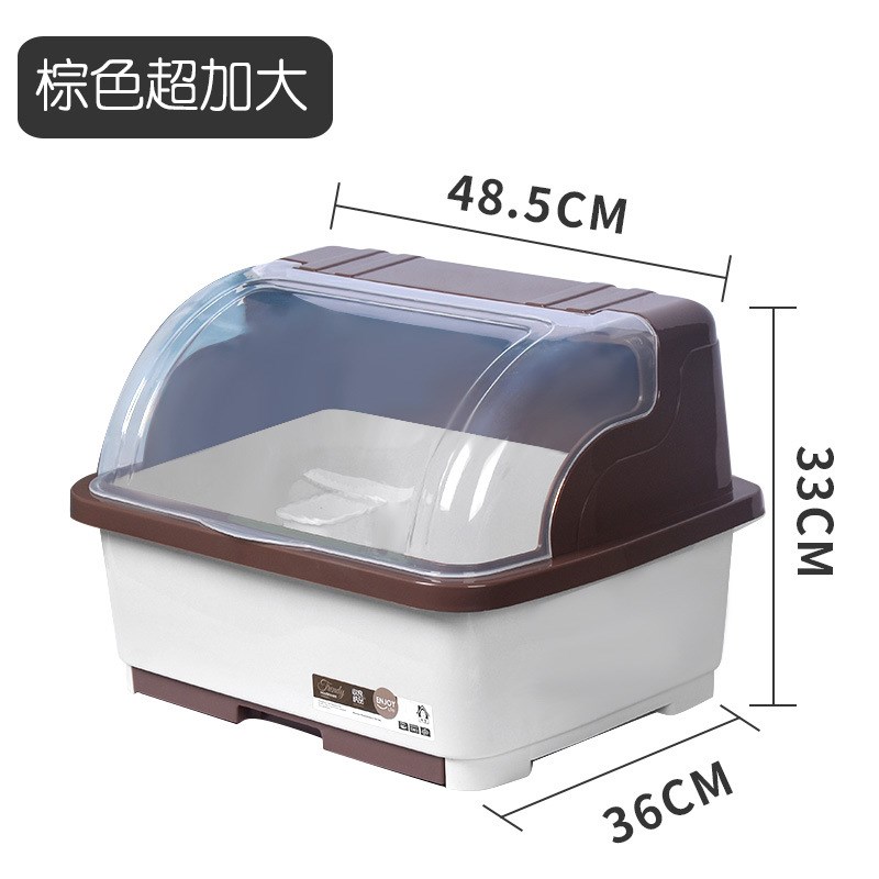 厨房碗架碗筷收纳盒带盖放餐具装碗箱碟盘沥水置物架塑料碗柜家用