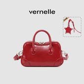vernelle新款 原创骨头包波士顿包小号手提包可斜挎真皮女包