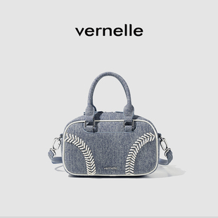 vernelle原创设计棒球波士顿可斜挎小方包真皮女包
