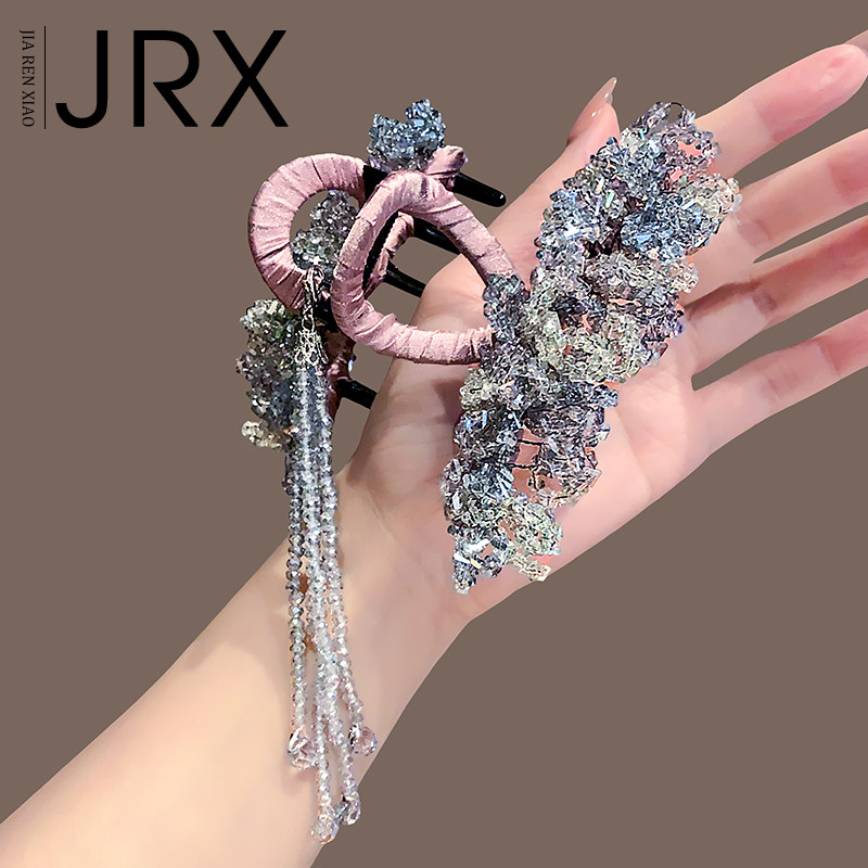 高颜值重工水晶梦幻满天星发夹轻奢手工晶石抓夹后脑勺精致盘发夹