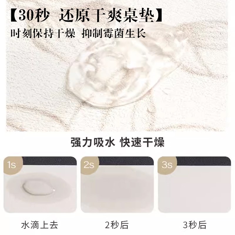 新中式水墨画沥水垫茶桌茶席茶巾厨房台面吸水垫圆形杯垫免洗垫子