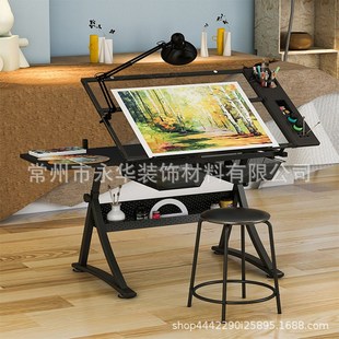 绘图桌绘画可升降桌美术玻璃画画制图电脑设计师书桌工作台桌子