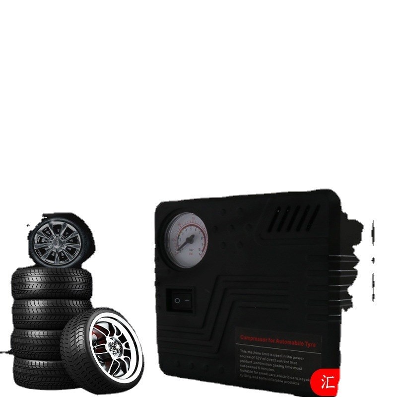 方形车载便携式充气泵迷你轮胎打气泵车载12V充气泵汽车打气泵