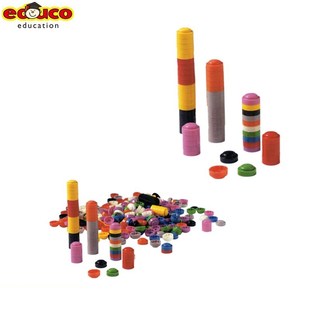 荷兰educo可叠加计数小圆片300个小钢盔拼插积木儿童叠高玩教具