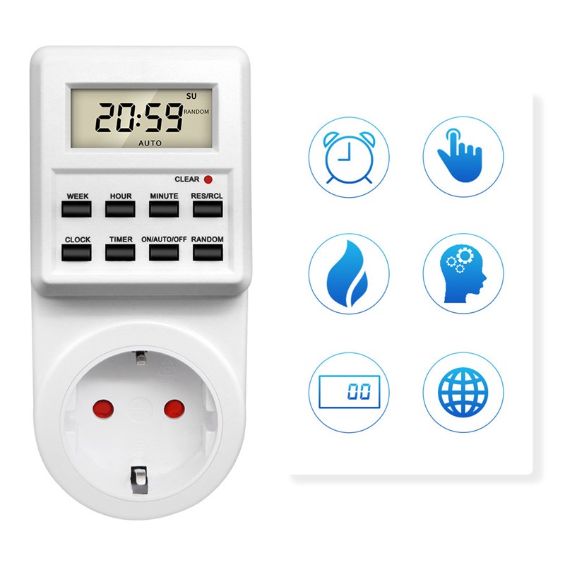 TM03智能电子时控开关欧规功率计家居厨房电子计费器定时器插座
