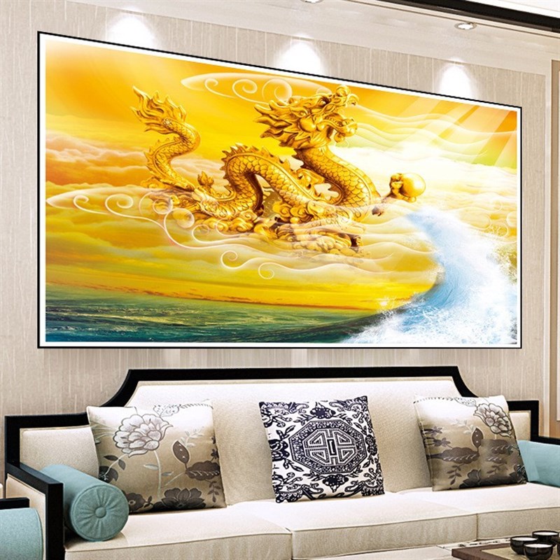 钻石画满钻新款客厅大幅飞龙在天巨龙点砖贴钻十字绣钻石绣5d