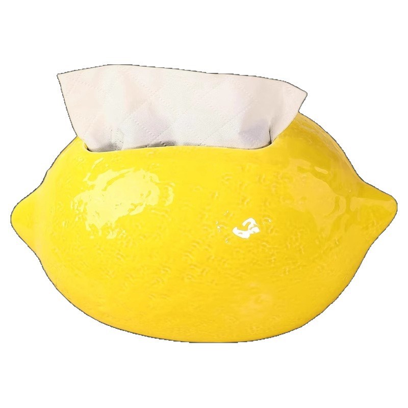 多巴胺柠檬陶瓷纸巾盒客厅家用高档茶几纸抽盒创意桌面新款抽纸盒