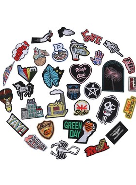 跨境新款徽章刺绣贴patch布贴黑色装饰布贴翅膀黑布熨烫贴补丁贴