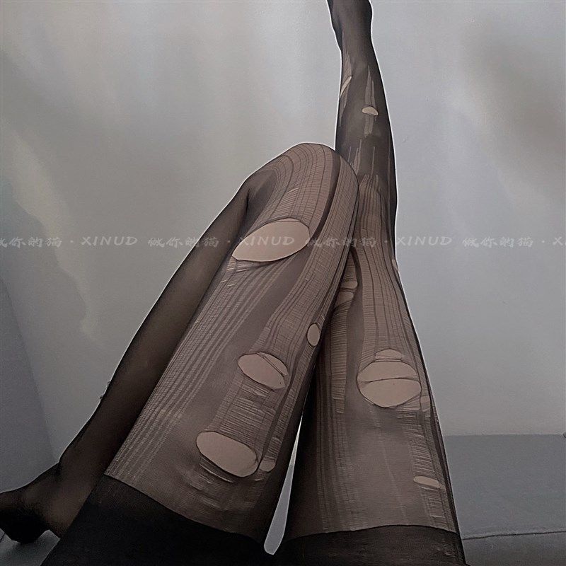 做你的猫:不要撕啊!美腿薄款丝袜女黑色显瘦情侣破洞薄款连脚袜